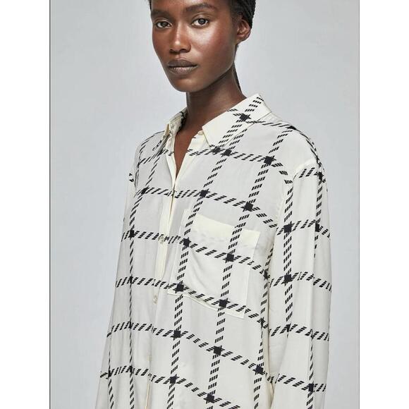 ANINE BING Tops - Anine Bing Aspen Button Up Blouse In Cream Check Sz XS See Pics